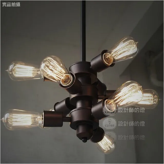 Modern European restaurant bar creative country industrial wind retro wheel pie nine pendant lamp | Лампы и освещение