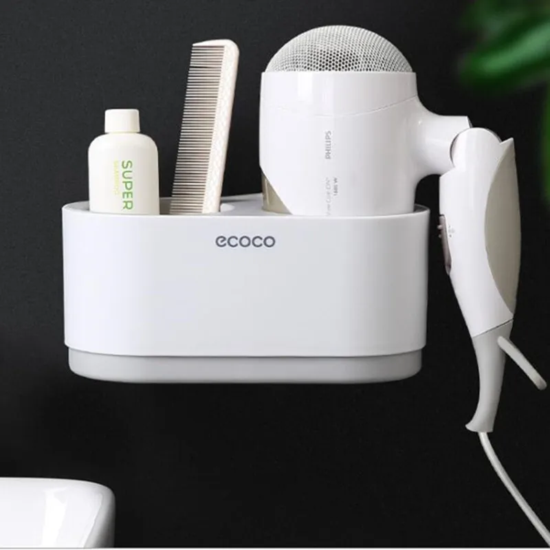 

Plastic Bathroom Organizer Hair Dryer Rack Wall Mounted Mounted Holder Shelf Storage Stand Kitchen Storage Hairdryer Rack Hanger