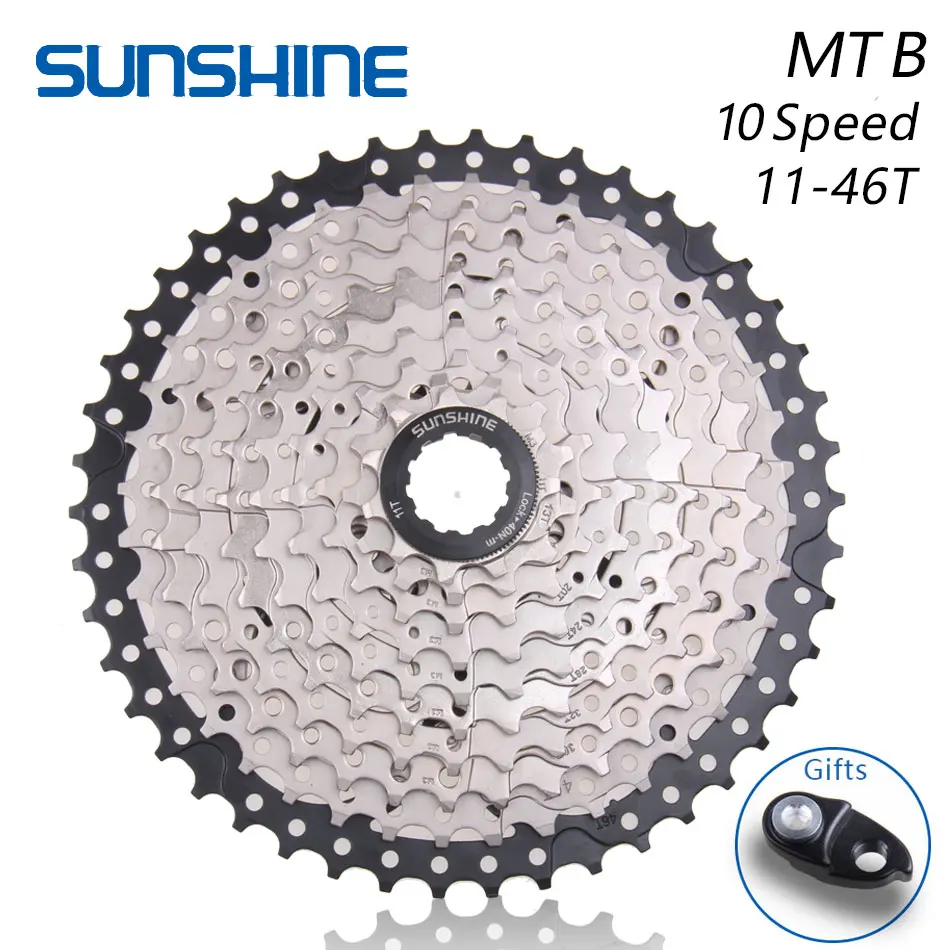 SUNSHINE 11-46T 10 скоростей MTB горный велосипед кассета маховик звездочки совместимы с SHIMANO m590 m6000 m610 m780 X9 - Цвет: 10S 46T and Extender