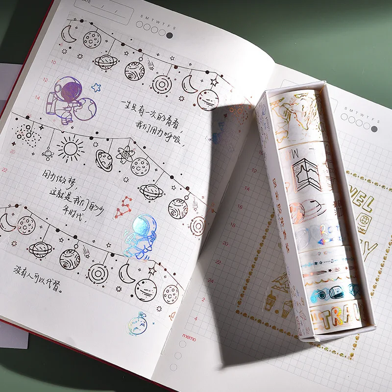 

10 Pcs Washi Tape Set Masking Tapes Wash Washitape Cinta Adhesiva Decorativa Stickers Scrapbooking Vintage Foil Decorative