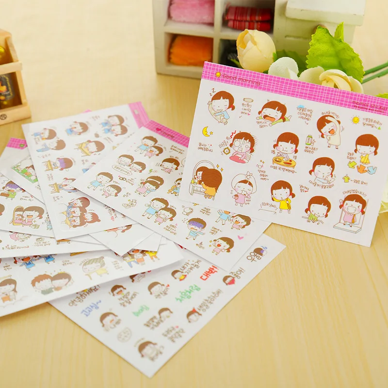 5bag Cartoon cute girl paper sticker DIY scrapbooking diary album sticker post stationery school supplies afbeelding