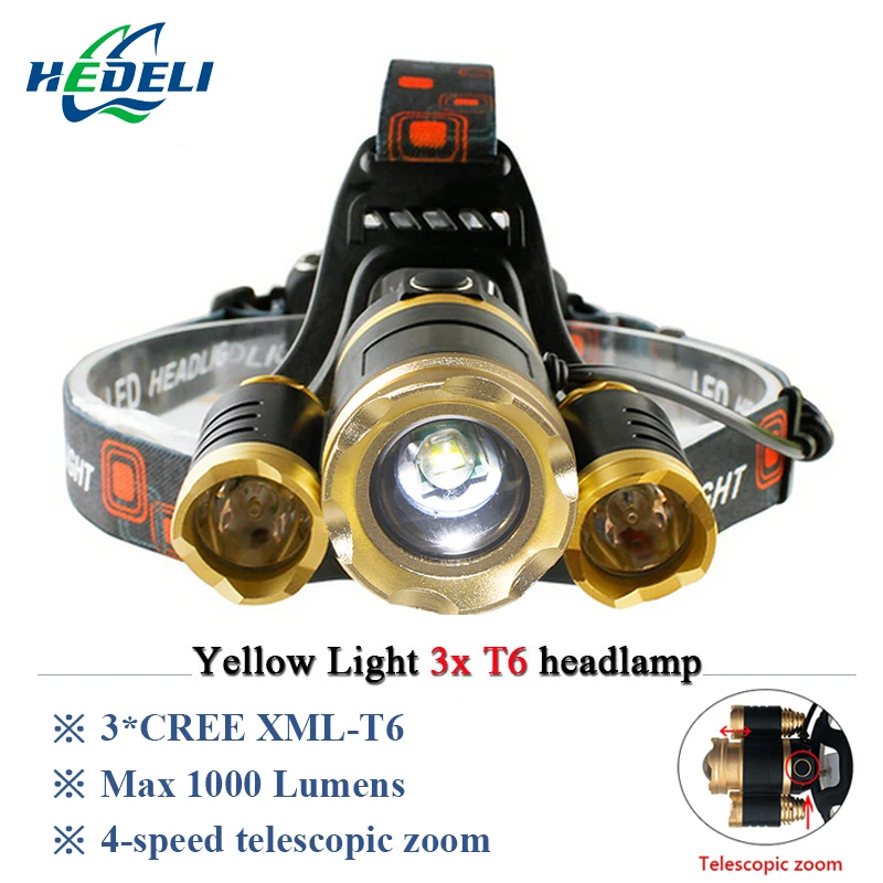 

Powerful LED headlight super bright waterproof rechargeable LED lantern torch zoom forehead light fishing camping 18650 battery