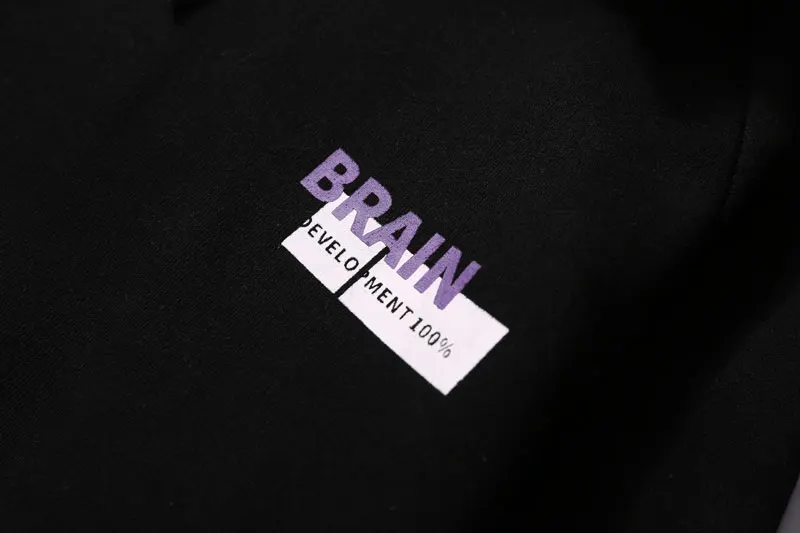 Stripe Hooded Embroidery Brain Pullover Hoodies 9