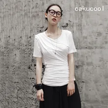 Cakucool летние топы для Для женщин белый черный Футболка Harajuku Новинка Дизайн Корея футболка Femme тонкий основной футболка Для женщин