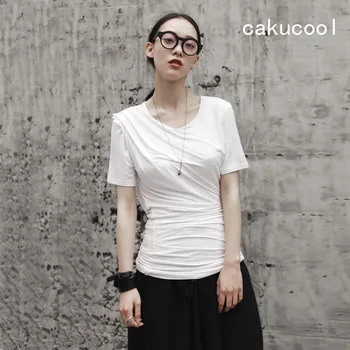 

Cakucool Summer Tops For Women White Black t shirt Harajuku Novelty Design Korea Tee Shirt Femme Slim Basic tshirt Women