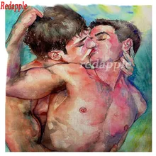 gay paintings 5D rhinestone embroidery lover kiss diamond painting cross stitch wall sticker mosaic diamond people bedroom decor