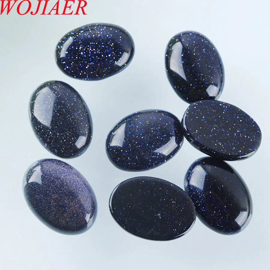 

WOJIAER Natural Blue Sand Cabochon Beads Oval CAB 13x18mm Semi-precious Stones Fit Handmade Jewelry Women Men 10PCS PU3010