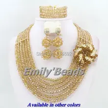 6 слоев шампанское африканская бижутерия набор нигерийские Свадебные африканские бусины набор ювелирных украшений для невесты ожерелья AEJ032