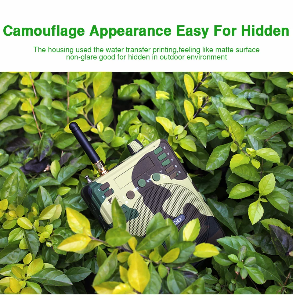 Camouflage Mini Portable Speaker Bird Caller Hunting Decoys 1000m Remote Control Speaker 900pcs Bird songs Recording TF USB disk (4)