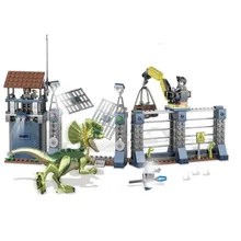 Building Blocks Compatible With Legoings 75931 Jurassic World Dinosaur Bricks Dilophosaurus Outpost Attack Toys For Children new jurassic dilophosaurus flee dinosaur world lepins building block figures motorcycle base bricks educational toys for gifts