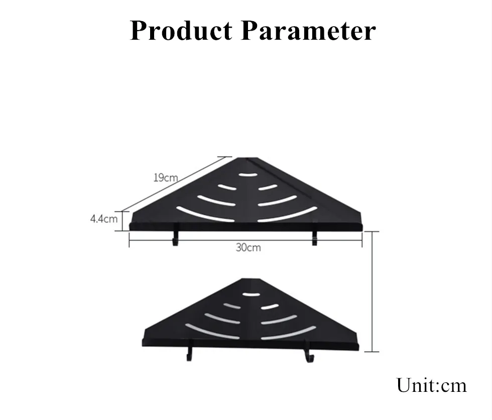Черная Ванна Душ Caddy треугольная полка для ванной настенное крепление пространства алюминиевый самоклеющийся без повреждений настенный плавающий стеллаж etagere bain Фреска