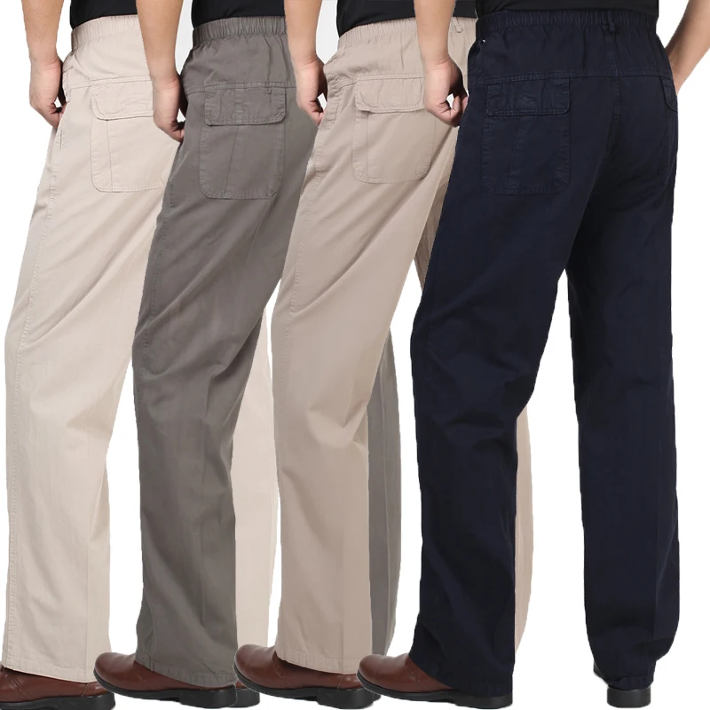 

2018 New style Plus Size Pants Men Casual Pants Elastic Waist Straight Pants XL-XXXXL men High waist long pants