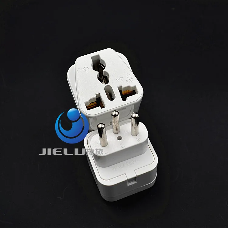 White Universal to Switzerland Grounded Travel Adapter 2 Way Outlet Plug for receeded type wall