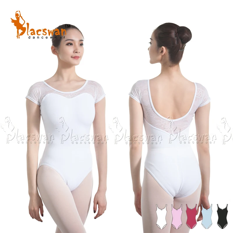 

Adult Cap Sleeve Lace Leotards for Ballet Dance Front Lining White Short Sleeve Ballet Leotards Cotton Lycra Lace Bodysuit BL741