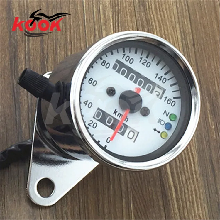 chrome motorcycle Motorcycle Speedometer Meter Double LED Light