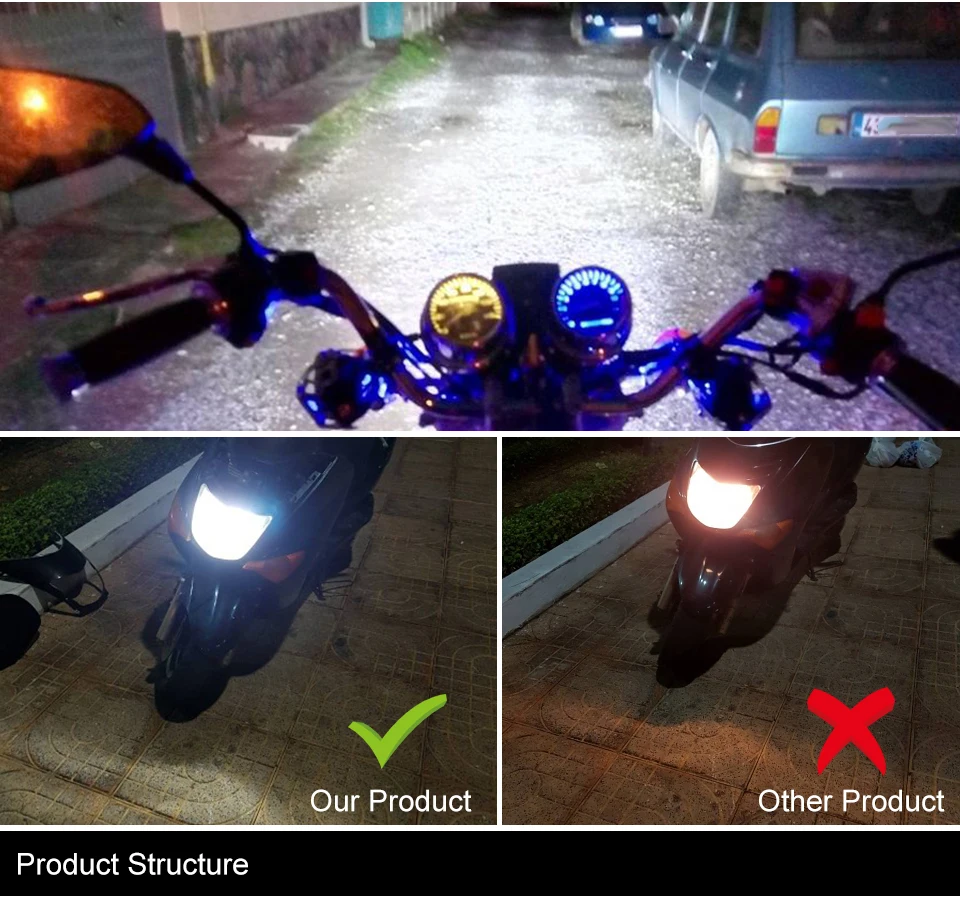 Foxcncar Ba20d H6 moto LED motorcycle Headlight bulb Fanless No noise 20W 1500LM 12V 9-32V 24V HiLo Lamp DRL Lights Moped ATV  (4)