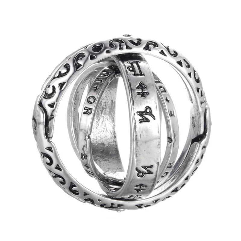 Новая мода, астрономическая Сфера, шар, кольцо на палец, кольцо для влюбленных пар, ювелирное изделие, подарочное кольцо «Сфера», 6-12 размеров, сложное вращающееся кольцо - Цвет основного камня: Silver