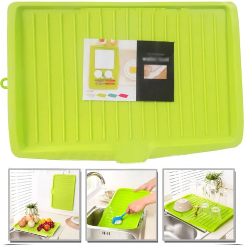 

Plastic Worktop Dish Drainer Drip Tray Large Kitchen Sink Drying Rack Holder