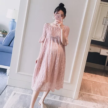 

Summer Pregnancy Super Elastic Lace Dresses for Pregnant Women off Shoulder Dress Plus Size Maternity Long Dresses Photography
