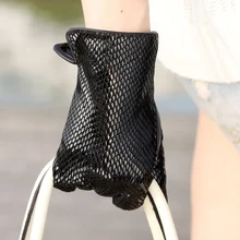 Высокое качество, женские замшевые блестящие черные лакированные кожаные перчатки, короткие зимние перчатки Warman, зимние перчатки Warman Guante de cuero, 1 пара/лот