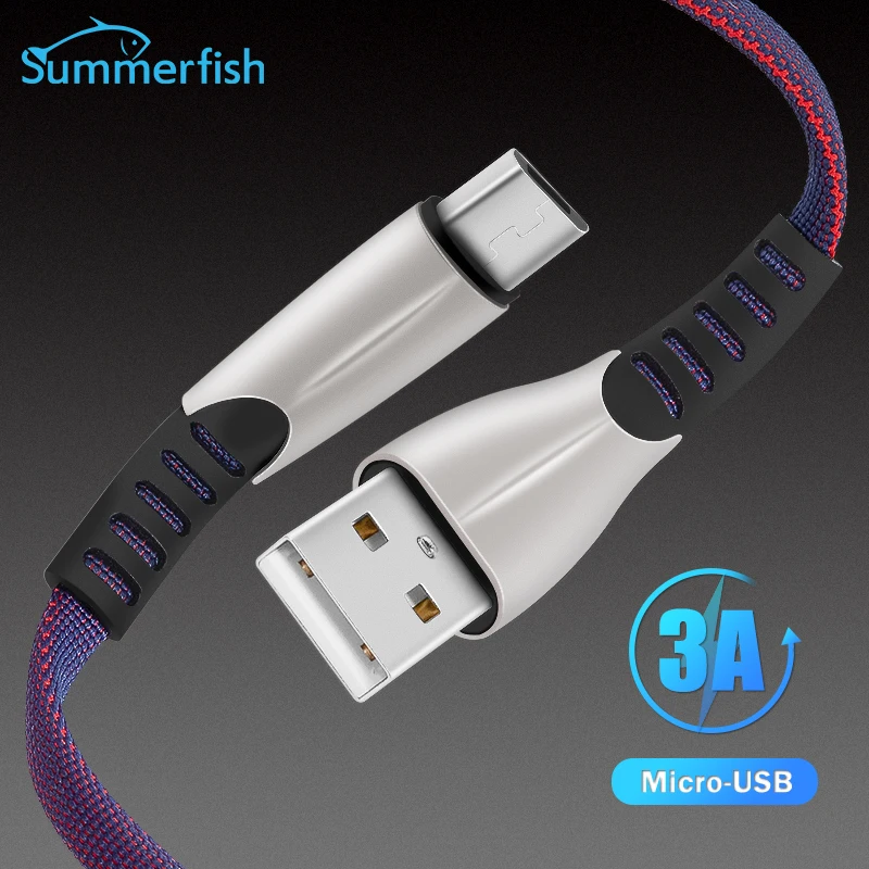 

Summerfish Micro USB Cable 3A Fast Charge USB Data Cable for Samsung Xiaomi LG Tablet Android Mobile Phone Charging Cord 1m 2m