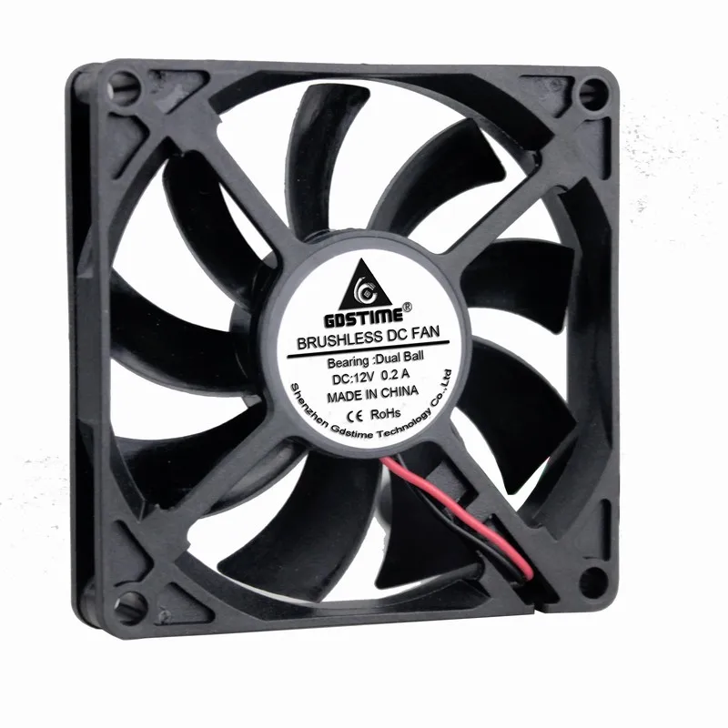 Gdstime 2 قطع DC 12 فولت 80 ملليمتر x 15 ملليمتر مزدوج واضعا الكرة PC حالة التبريد مروحة مع 100 -240 فولت AC الطاقة توريد محول مهايئ شاحن