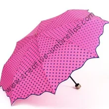 Ручные Модные зонты в горошек, 190 T ткань эпонж, сумка супермини, дамский зонтик, три раза, дождевик, антиржавчина