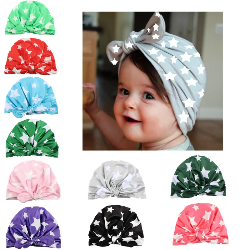 

Star Print Baby Hats Western Style Rabbit Ear Beanie Caps Soft Milk Fiber Girls Boys Newborn Toddler Children Hat Spring Autumn
