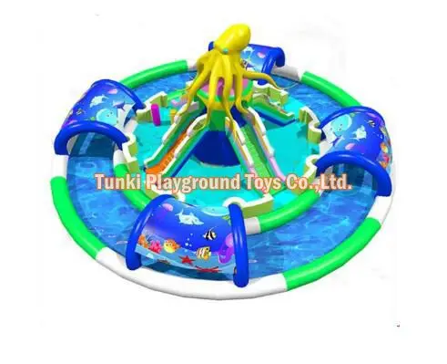 

giant inflatable water slide ocean park with big swimming pool