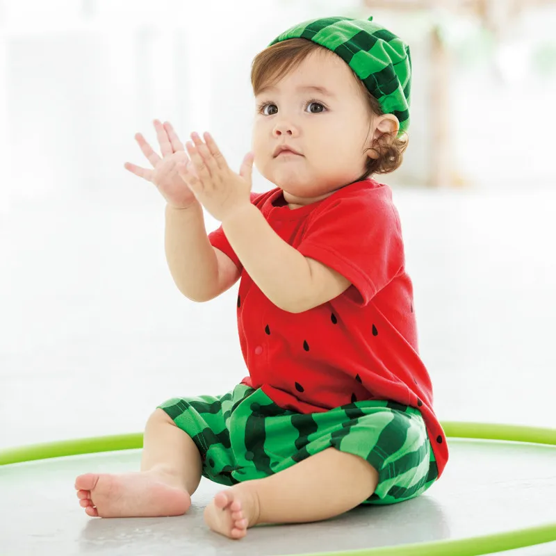 Summer New Short Sleeve Hat-shirt Suit for Babies, Males and Young Children In Europe and America