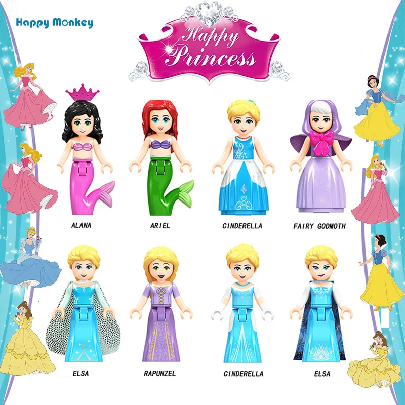

2018 Single sale Disneylands Grey Princess Series 18pcs/set Toy Story Belle Beast MULAN Buzz Lightyear Toy building blocks wy30