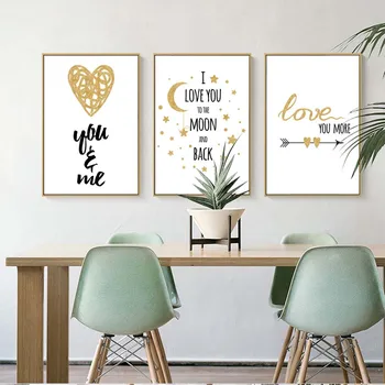 

Vinsonloud Home Decoration Print Canvas Paintings Nordic Office Wall Art Poster Picture Golden love letter Moon Owl