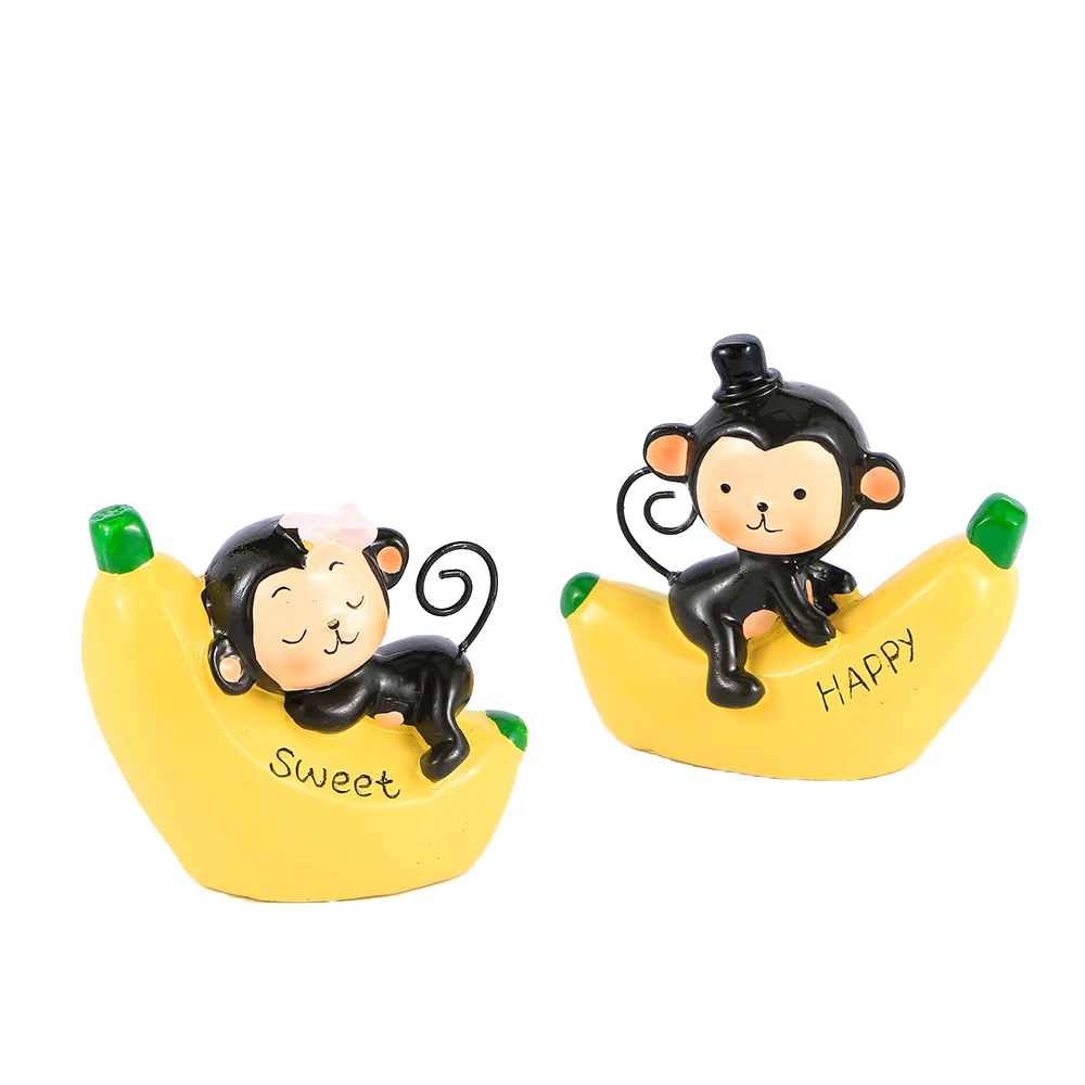 

1 Pcs Mini Lovely Artificial Resin Monkey Banana Crafts Model Figurines Home Garden Decoration Supplies Children Gift