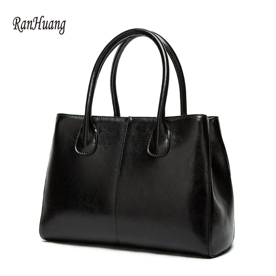 

RanHuang New 2017 Women Genuine Leather Handbags High Quality Luxury Handbags Ladies Fashion Shoulder Bags Black Message Bags