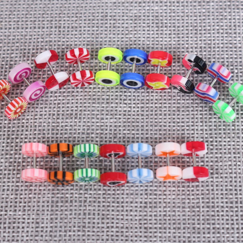 

20PCS Mix Design Acrylic Ear Plugs Flesh Tunnel Expander Gauge Piercing Steampunk Fake Piercing For Women Men Body Jewelry