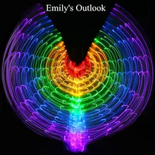 360 светодиодный реквизит для фотосессии на Хэллоуин с крыльями для танца живота ISIS цвета радуги(с гибкими палочками) градиентный взрослый размер