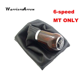 

WarriorsArrow Black PU Leather Boot Wood 6 speed Gear Shift Knob Gaiter MT For Audi A6 C6 S6 Allroad Quattro 2010 4F0863278P