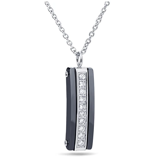 Модная белая черная Керамическая подвеска со стразами Фианит, ожерелье для женщин, высокое качество, стальное ожерелье, женское Ювелирное Украшение - Окраска металла: Black