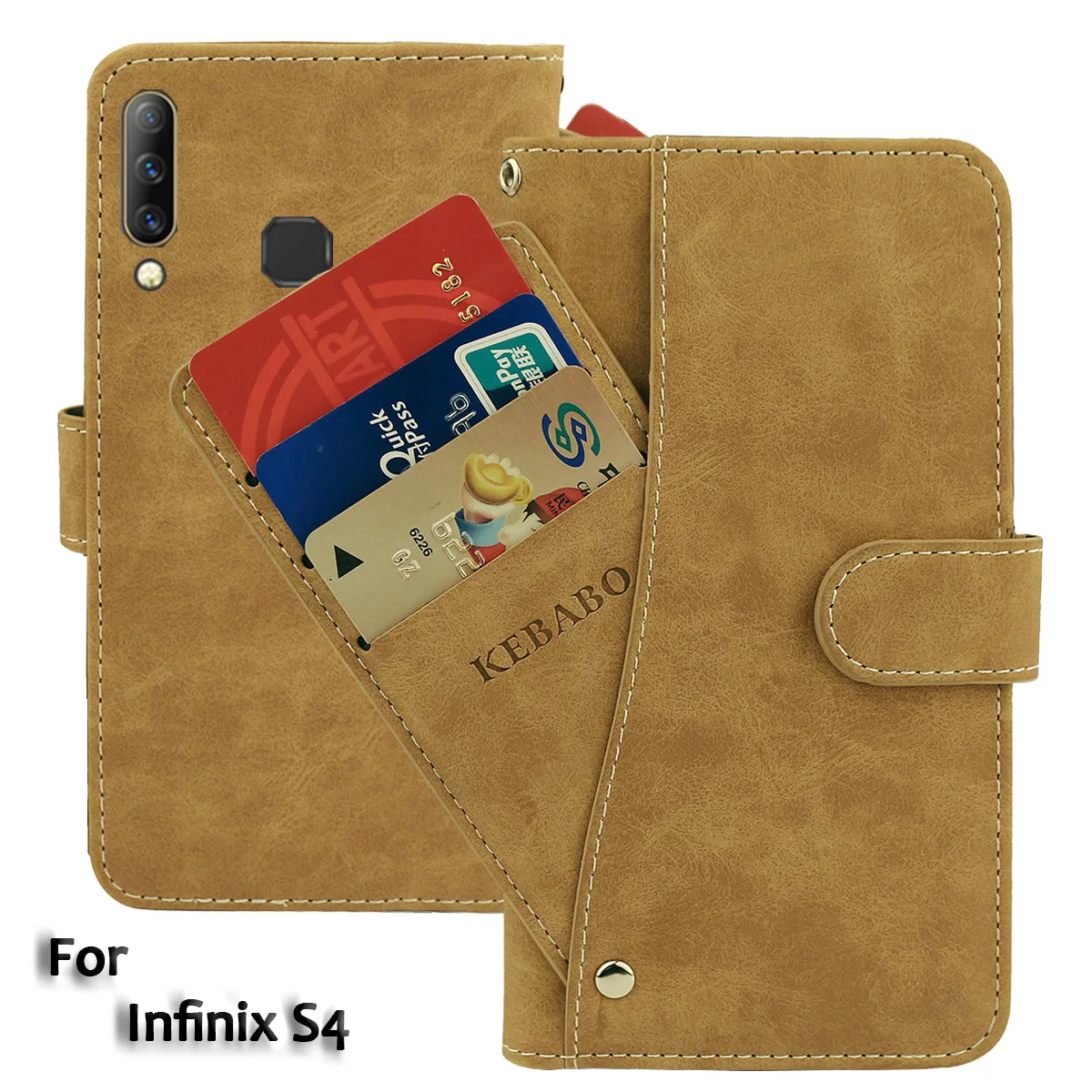 

Vintage Leather Wallet Infinix S4 Case 6.2" Flip Luxury 3 Front Card Slots Cover Magnet Stand Phone Protective Bags