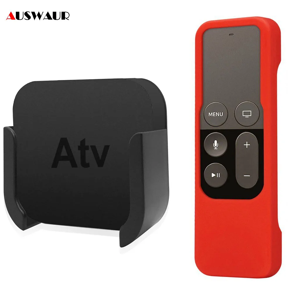 

Wall Mount Bracket holer For Apple TV 4th Gen Media Player Black Stand Cradle Holder + Controller Silicone Protective Case Skin