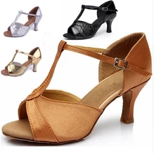 Girls Women’s Ballroom Tango Salsa Latin Dance Shoes High Heel 7cm / 5cm Sales Silver Gold Black Tan Wholesale