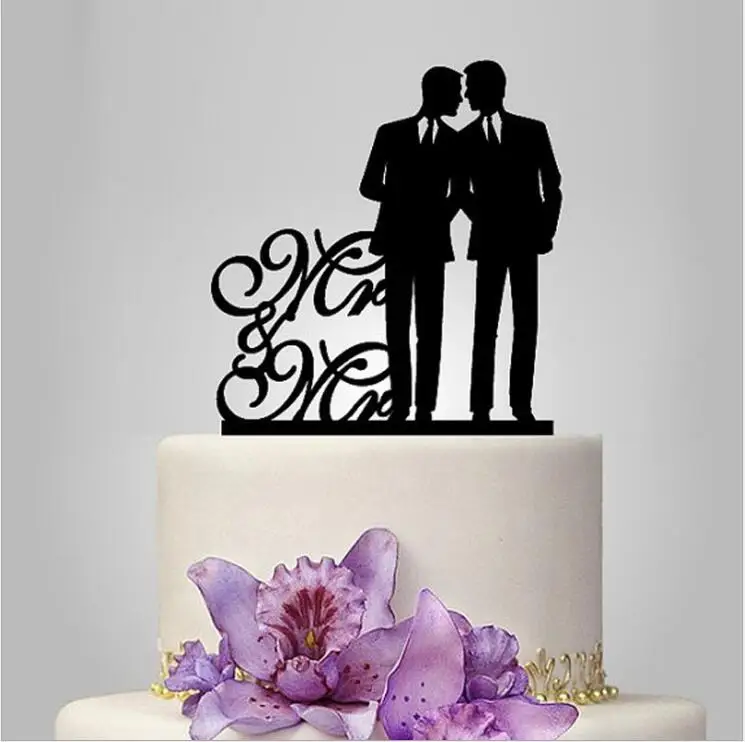 

2019 Real Rushed Acrylic Gay Mr & Mr Wedding Cake Topper/Wedding Stand/Wedding Decoration Wedding Cake Accessories