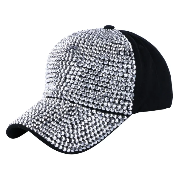 Женская брендовая бейсбольная кепка, модная кепка bone gorra, на заказ, весна, лето, осень, для женщин и девушек, роскошный бейсбольный мяч со стразами, кепка - Цвет: black cap silver