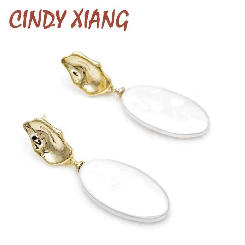 CINDY XIANG эллиптические серьги-гвоздики с пресноводным жемчугом для Женщин Модные