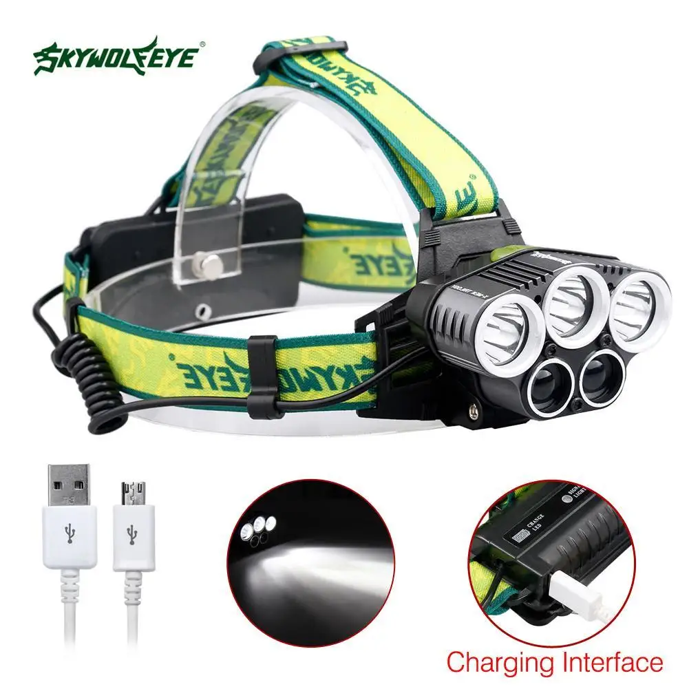 SKYWOLFEYE 80000LM 5 T6 LED Headlamp Ultra Bright 18650 Battery
