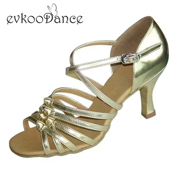

Gold Tan Black Red Gray Khaki Heel Height 5cm 7cm Size US 4-12 Professional Woman Dancing Shoes Latin Shoes NL073