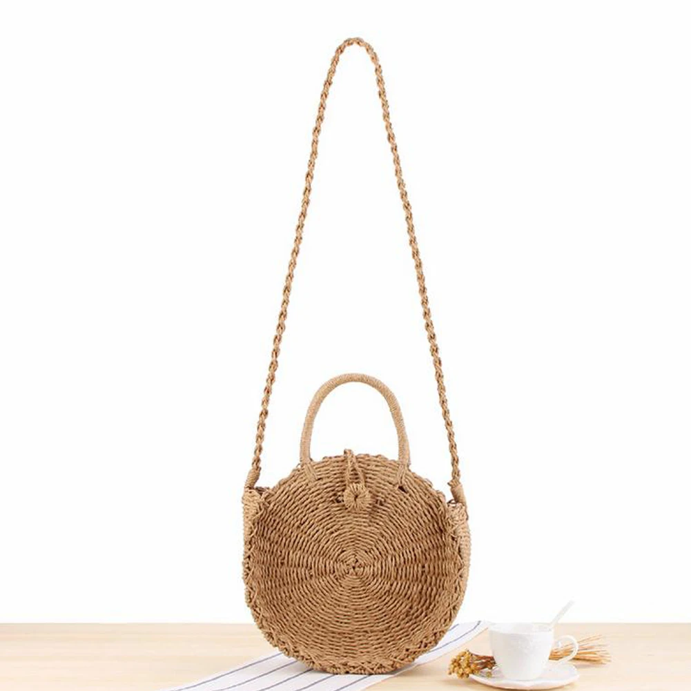 2018 Handmade Rattan Woven Round straw bags women Knitted messenger