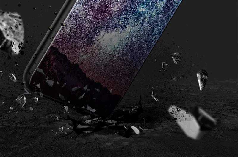 Hisomone Star Space Phone Case For iphone X Cute Patterned Tempered Glass Cover For iPhone 7 8 Plus 6 6S Soft Edge Silicone Capa
