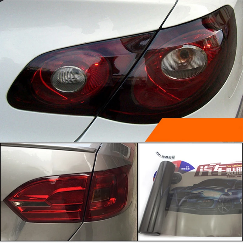 1 Roll Deep Grey Car Headlight Light Sticker Tint Vinyl Wrap Film Sheet 120cmx30cm Auto Brake Tail Lamp Sticker Color Change