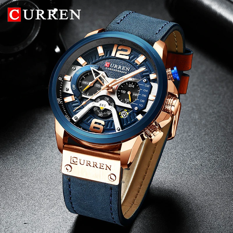 

Top Brand CURREN Luxury Mens Chronograph fashion Waterproof Sport Quartz Watch Men Clock Famous Man Wristwatch Relogio Masculino
